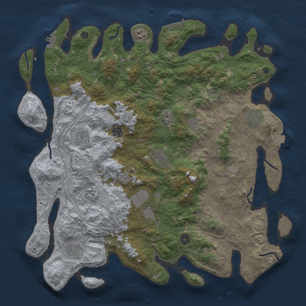 Rust Map: Procedural Map, Size: 4500, Seed: 3014, 18 Monuments