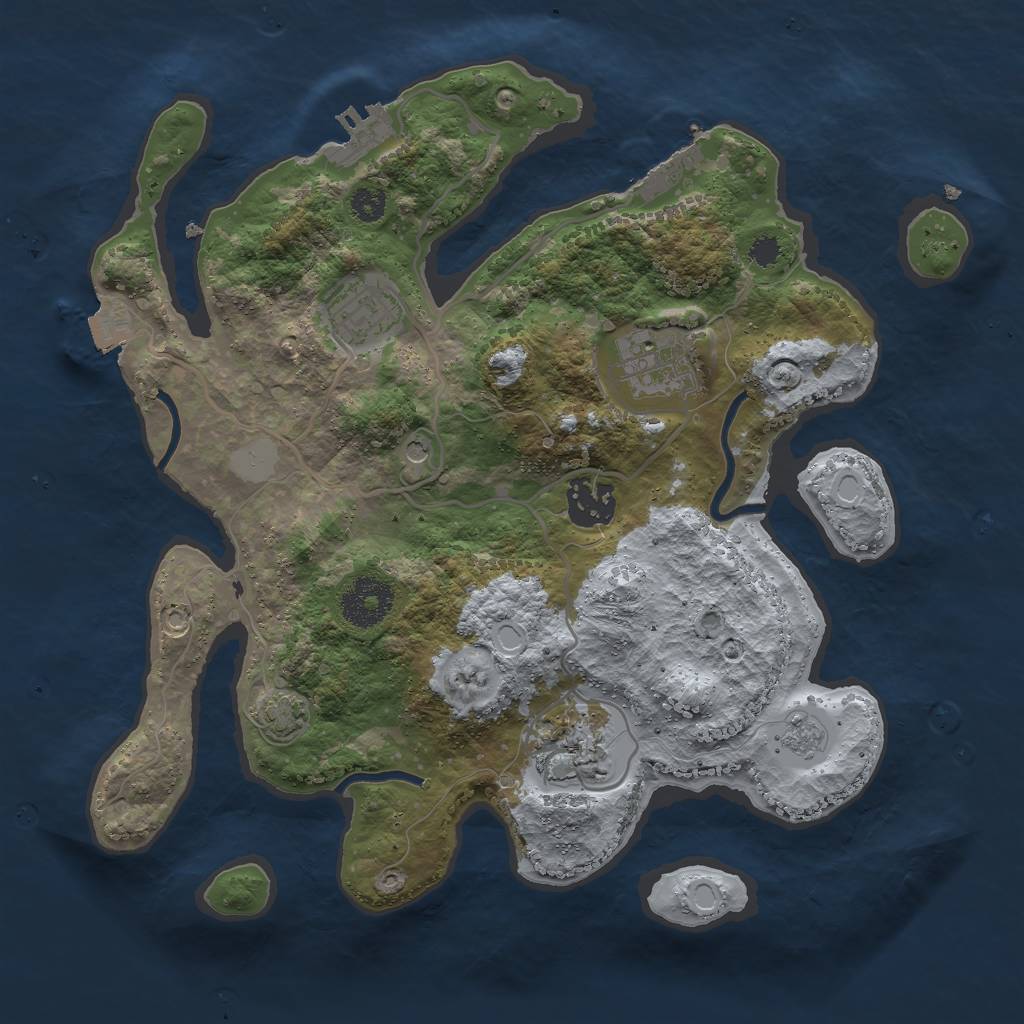 Rust Map: Procedural Map, Size: 3000, Seed: 1638319233, 12 Monuments