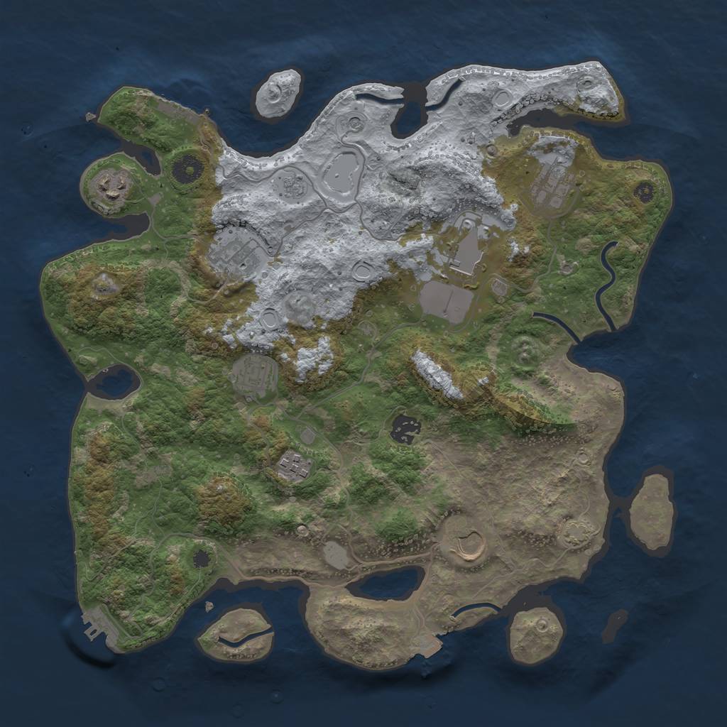 Rust Map: Procedural Map, Size: 3700, Seed: 332668310, 16 Monuments