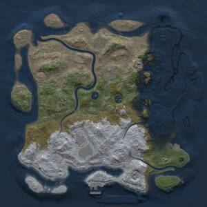 Thumbnail Rust Map: Procedural Map, Size: 3950, Seed: 26214199, 13 Monuments