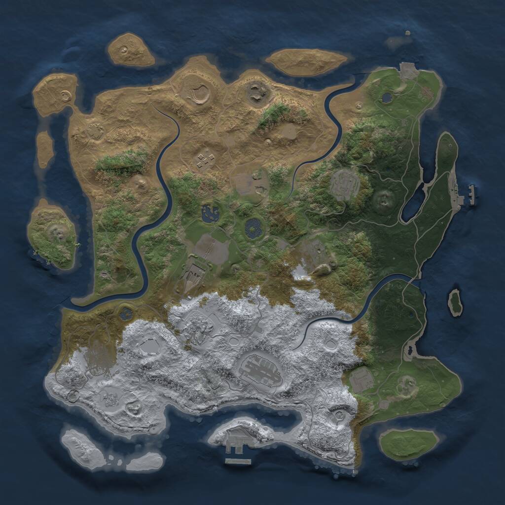 Rust Map: Procedural Map, Size: 3950, Seed: 26214199, 19 Monuments