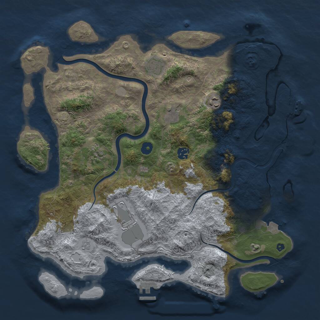 Rust Map: Procedural Map, Size: 3950, Seed: 26214199, 13 Monuments