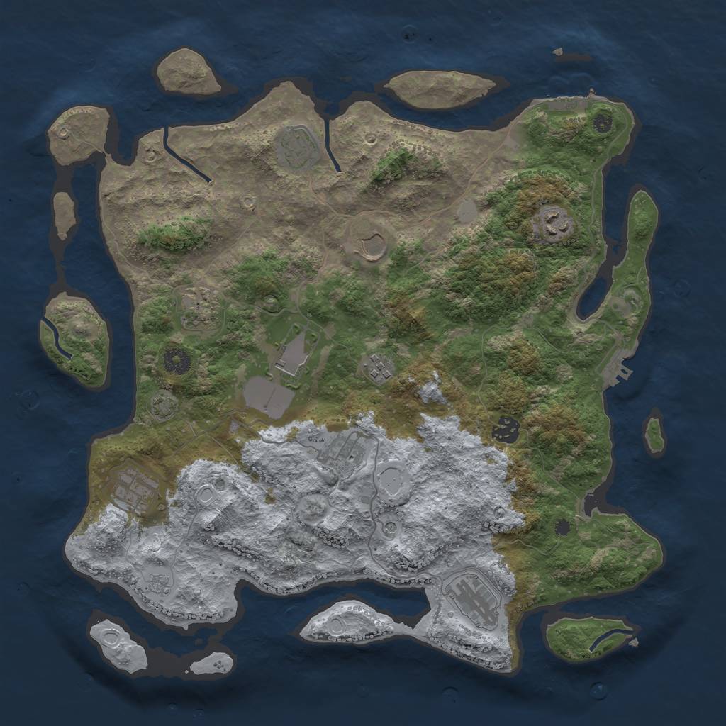 Rust Map: Procedural Map, Size: 3950, Seed: 26214199, 18 Monuments