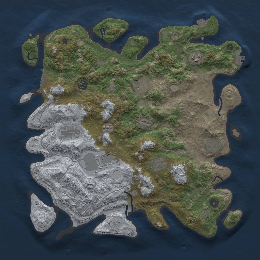 Rust Map: Procedural Map, Size: 4000, Seed: 473308071, 16 Monuments