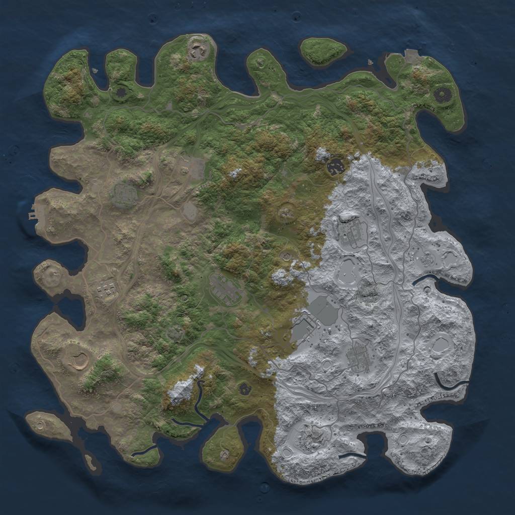 Rust Map: Procedural Map, Size: 4500, Seed: 324234567, 18 Monuments