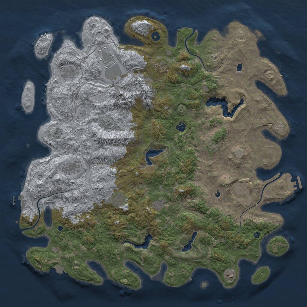 Rust Map: Procedural Map, Size: 5000, Seed: 1525643, 16 Monuments
