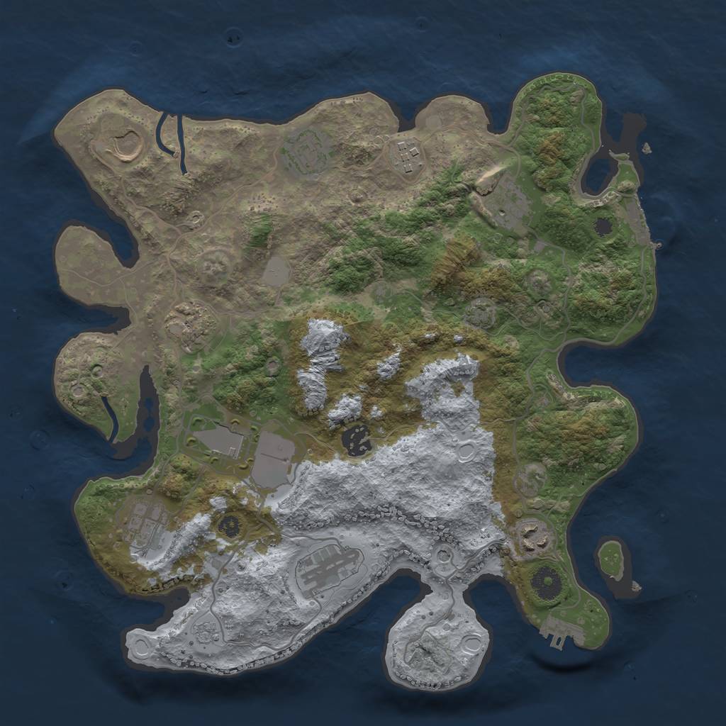 Rust Map: Procedural Map, Size: 3500, Seed: 1215902411, 18 Monuments