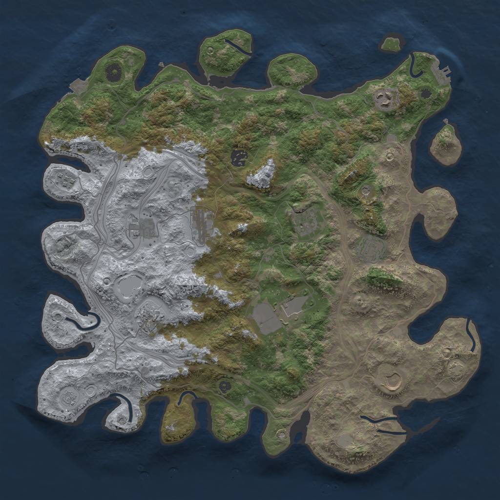 Rust Map: Procedural Map, Size: 4250, Seed: 1118166493, 17 Monuments