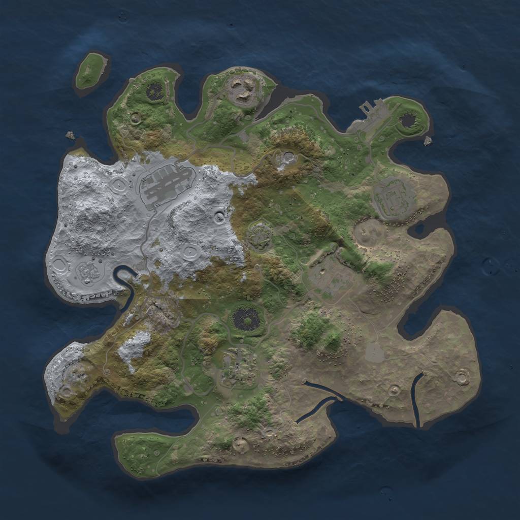 Rust Map: Procedural Map, Size: 3000, Seed: 456913679, 12 Monuments