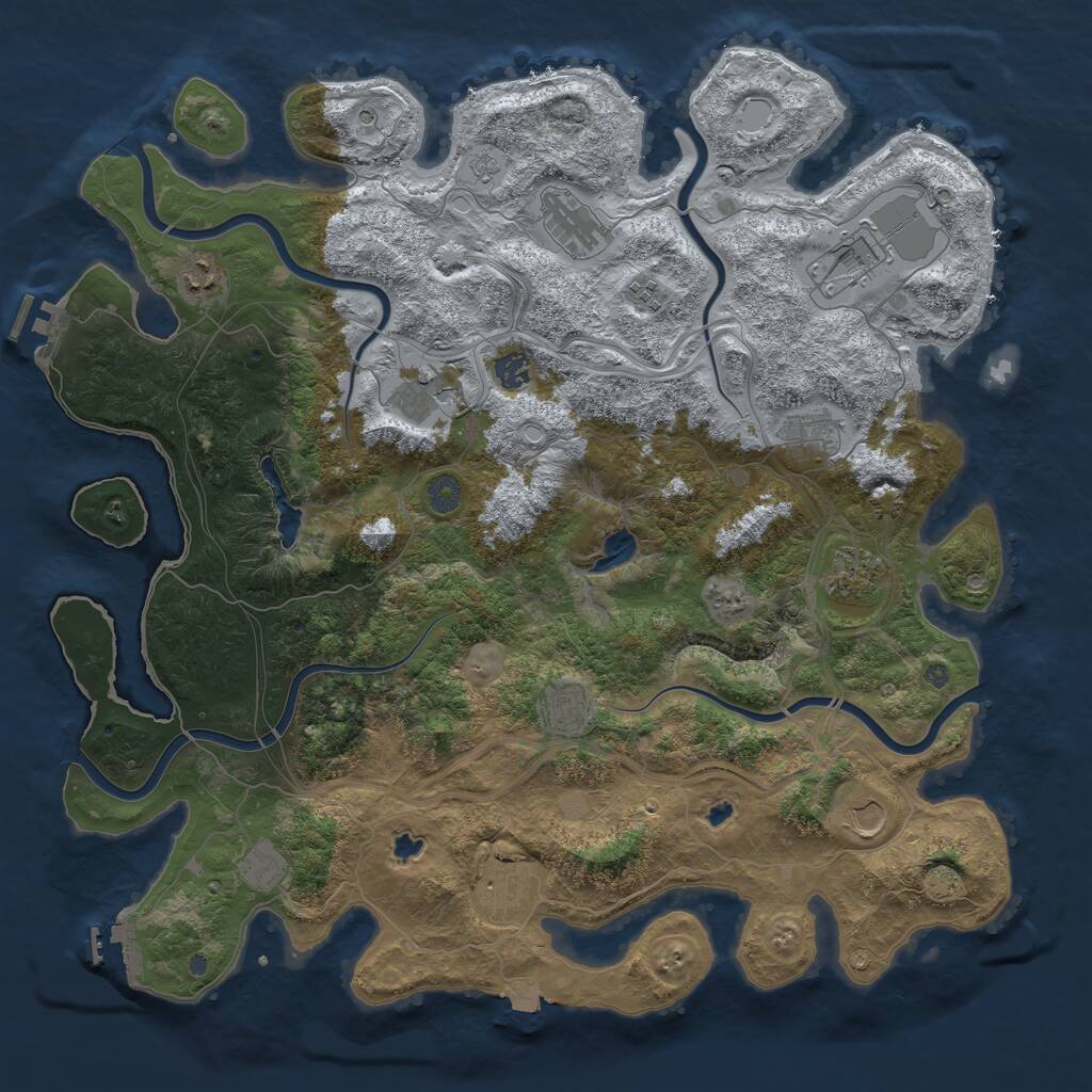 Rust Map: Procedural Map, Size: 4500, Seed: 1866335694, 19 Monuments