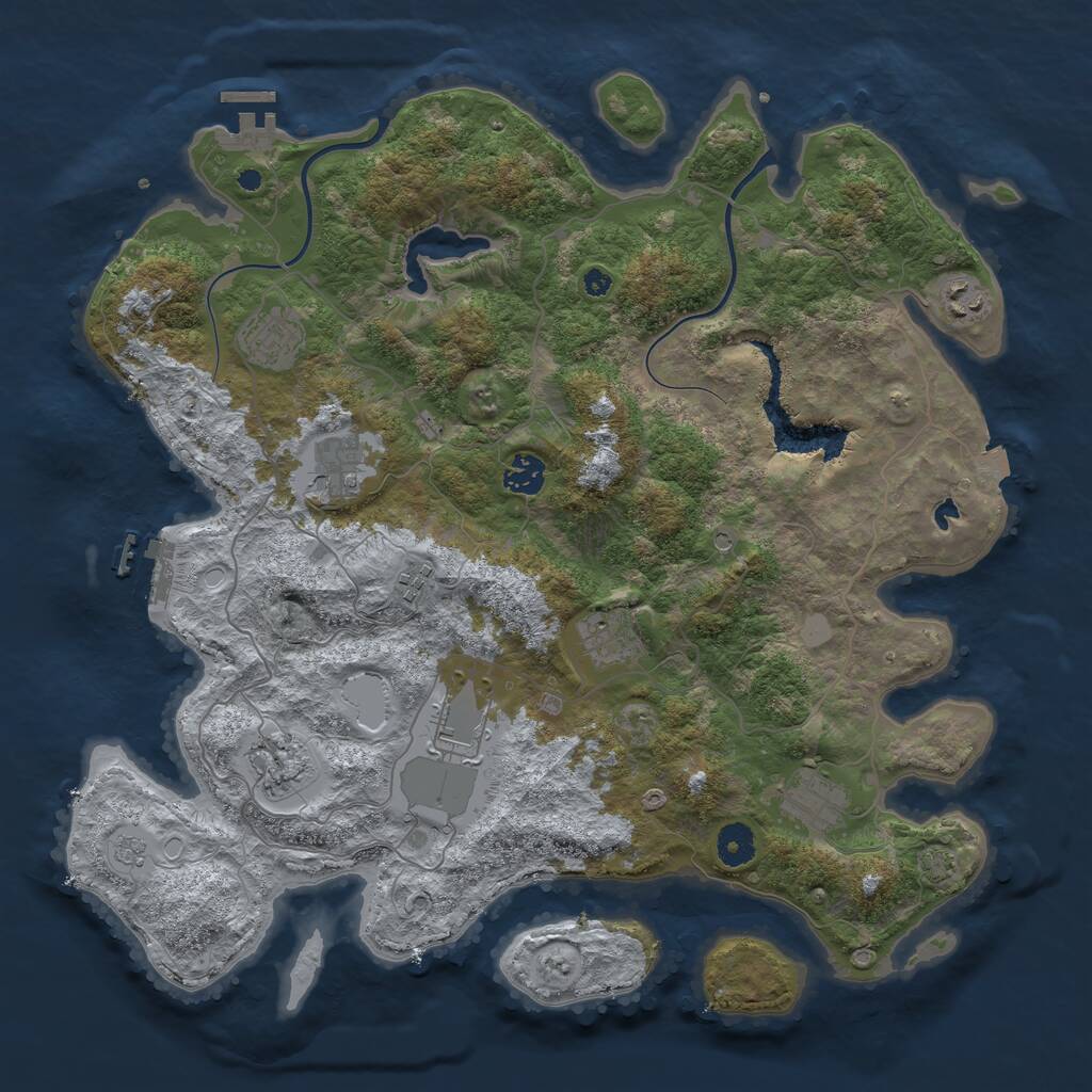 Rust Map: Procedural Map, Size: 4000, Seed: 165684827, 15 Monuments