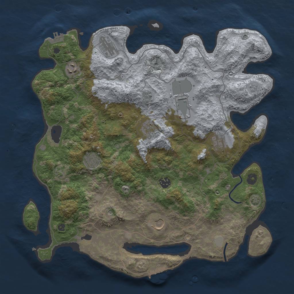 Rust Map: Procedural Map, Size: 4000, Seed: 1237177347, 17 Monuments