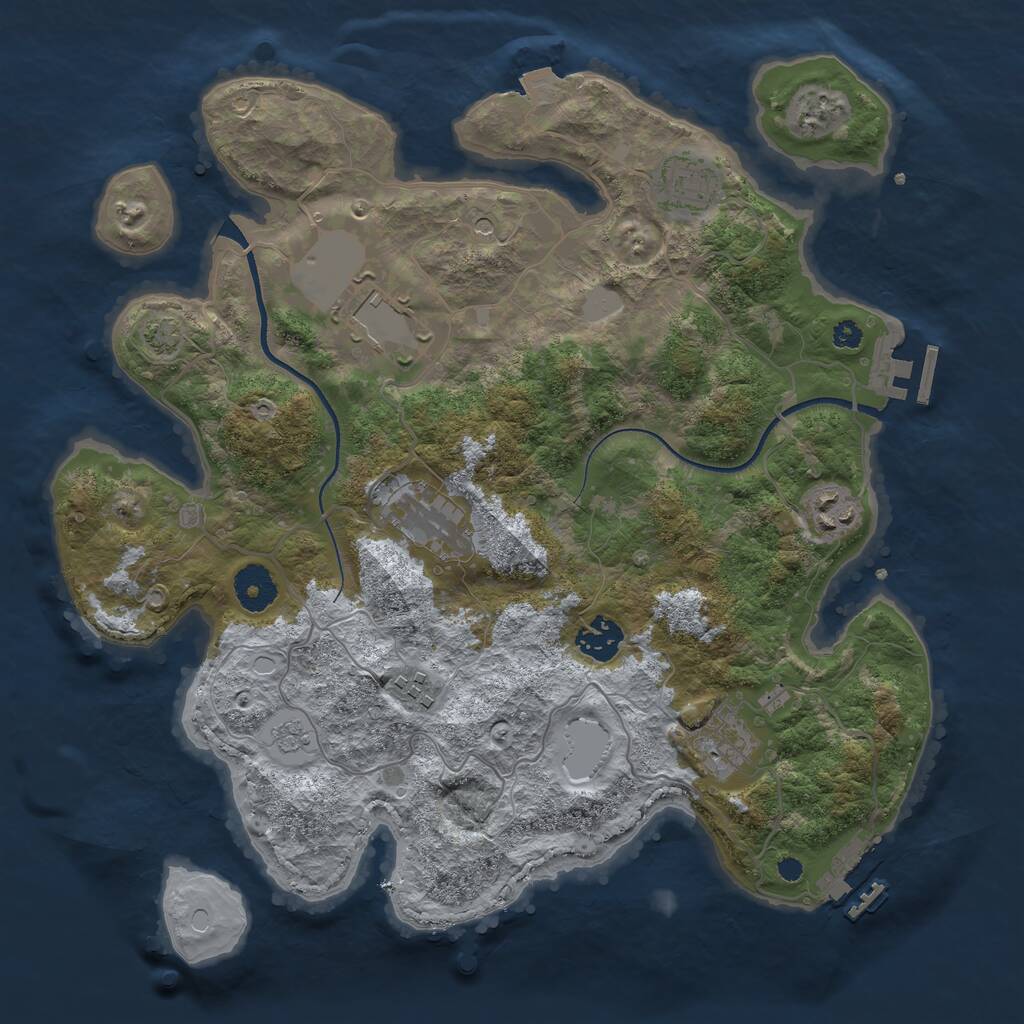 Rust Map: Procedural Map, Size: 3500, Seed: 884374331, 13 Monuments
