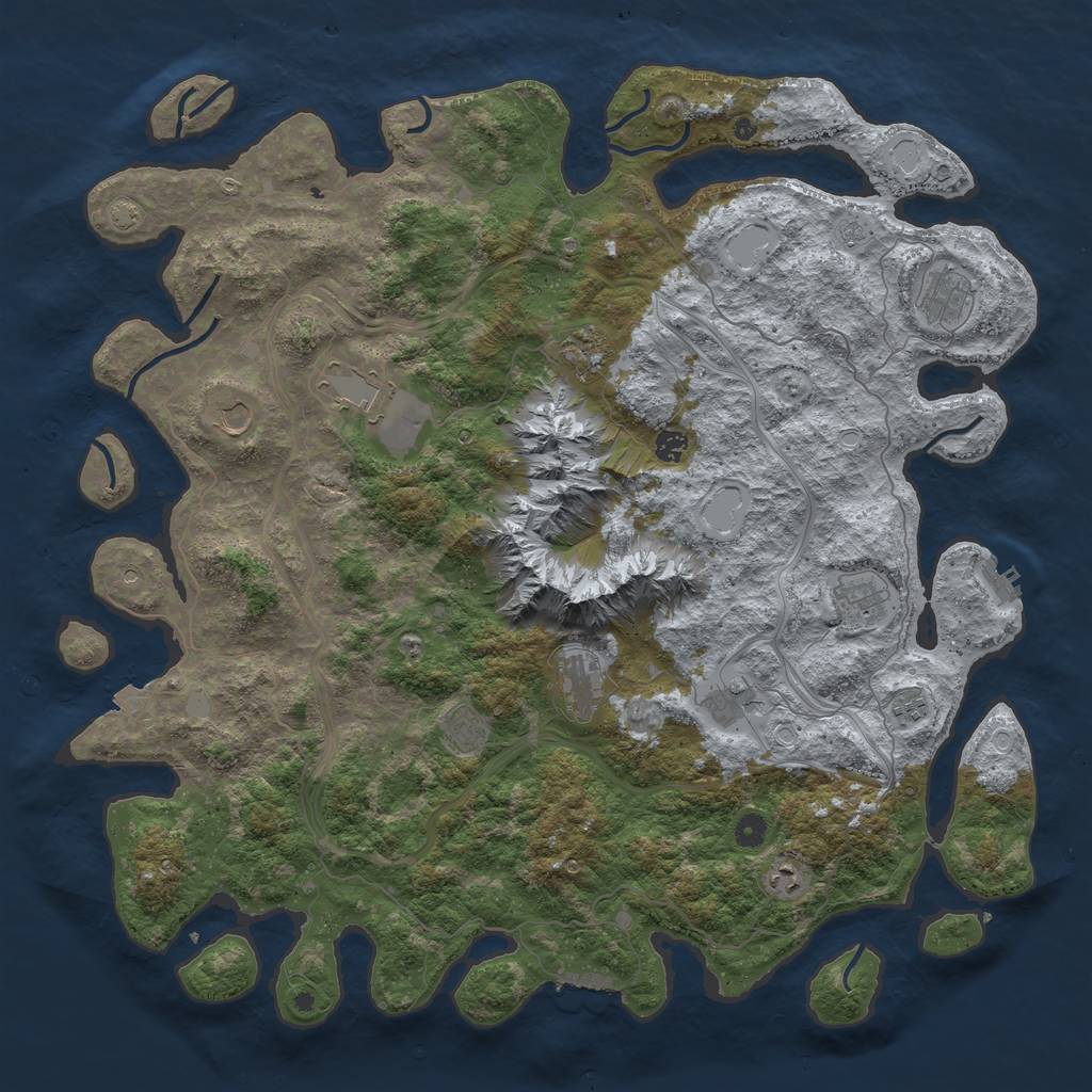 Rust Map: Procedural Map, Size: 5000, Seed: 13337, 19 Monuments