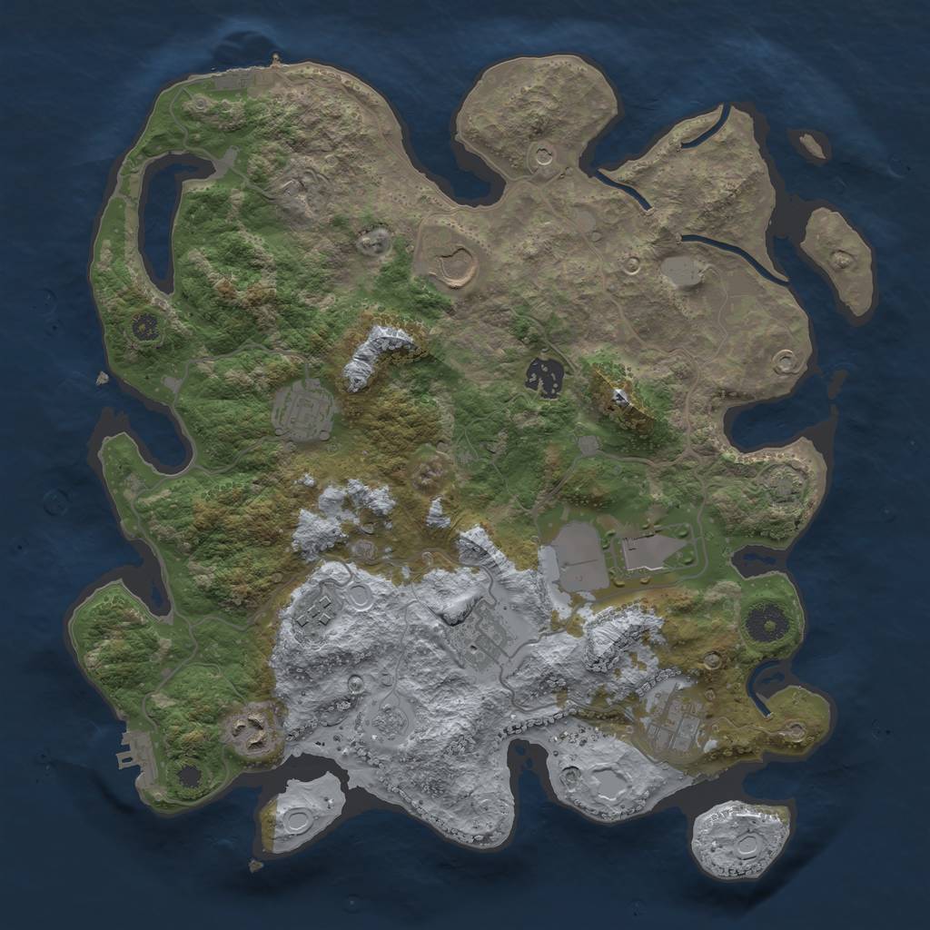 Rust Map: Procedural Map, Size: 3500, Seed: 95874651, 16 Monuments