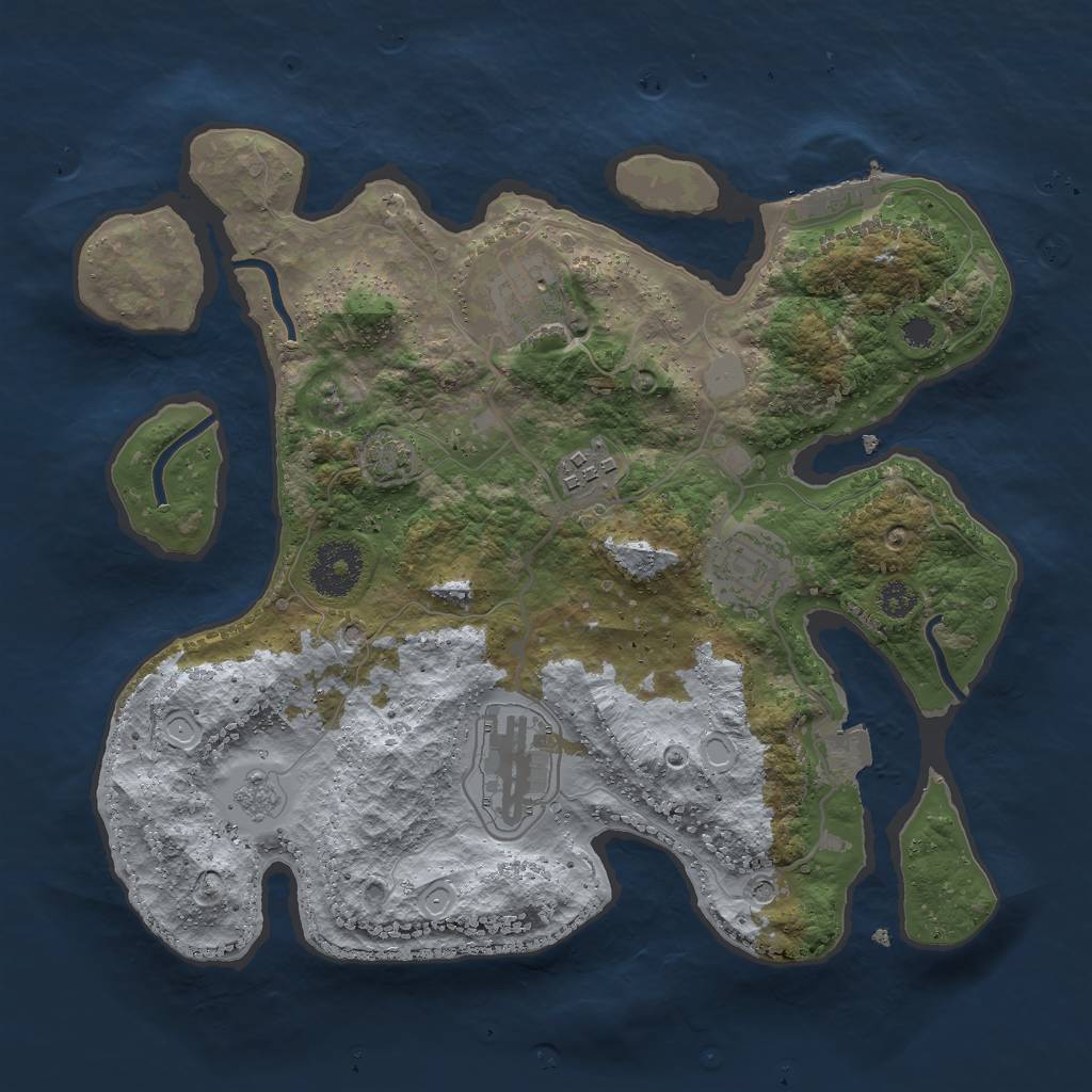 Rust Map: Procedural Map, Size: 3000, Seed: 2101640408, 11 Monuments