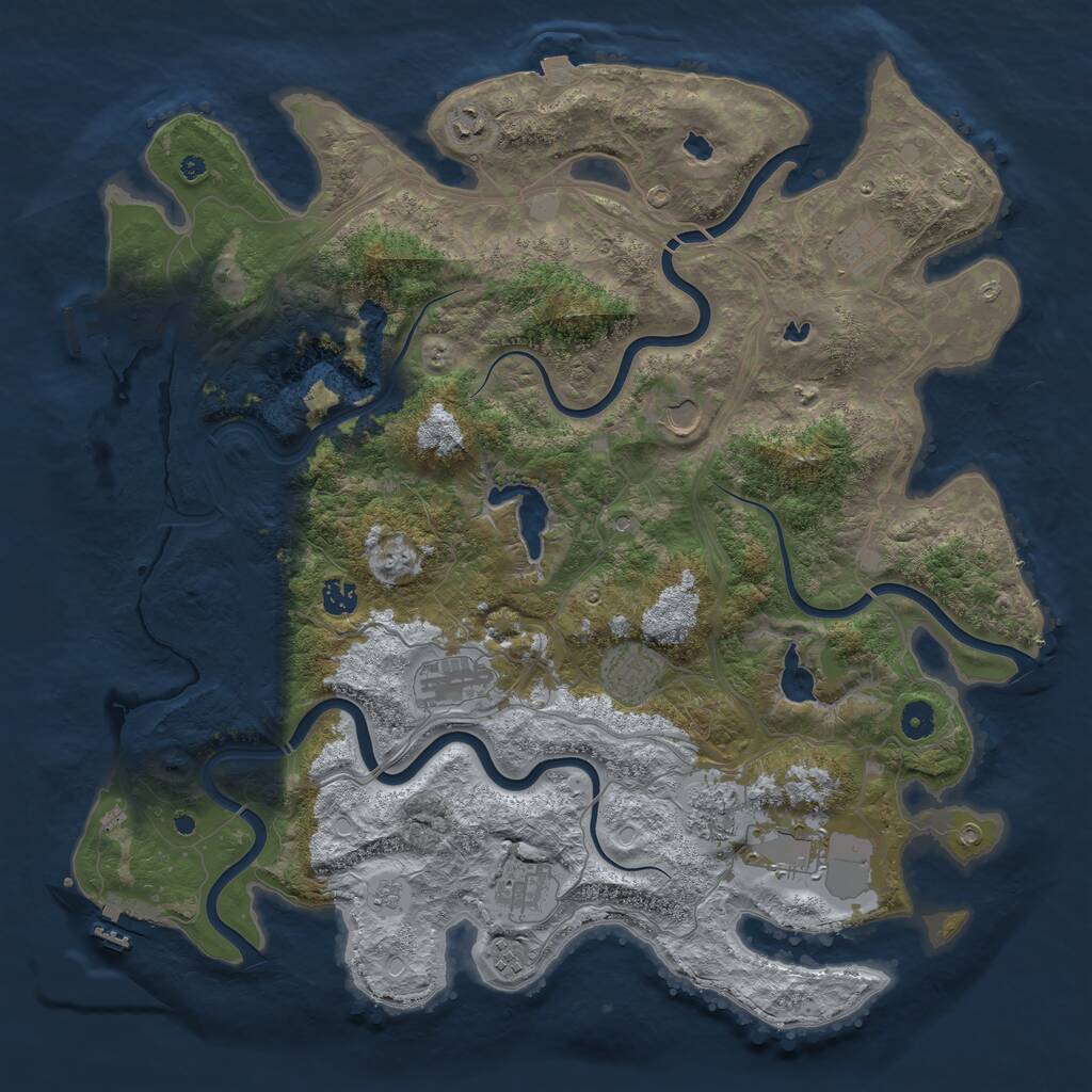 Rust Map: Procedural Map, Size: 4500, Seed: 480872751, 16 Monuments