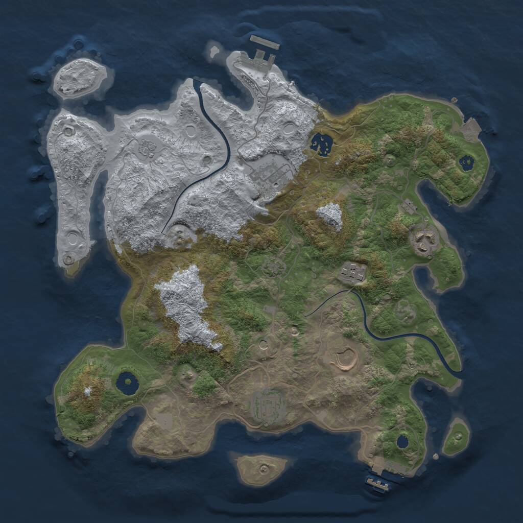 Rust Map: Procedural Map, Size: 3500, Seed: 144884358, 12 Monuments