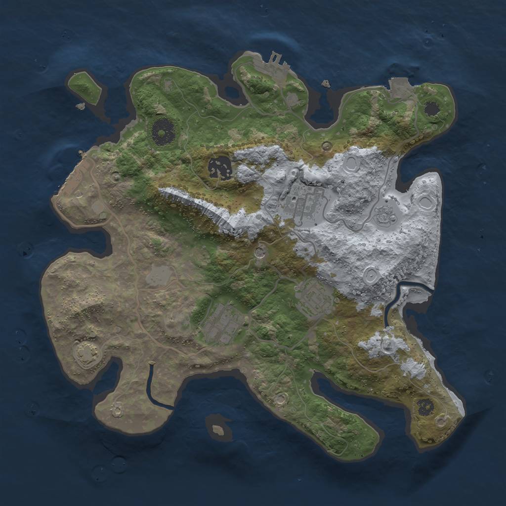 Rust Map: Procedural Map, Size: 3000, Seed: 343026063, 12 Monuments