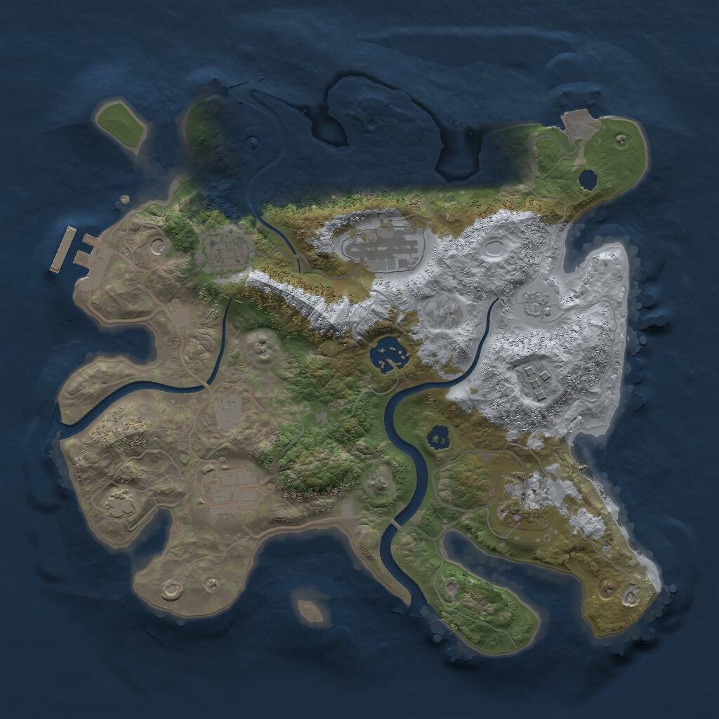 Rust Map: Procedural Map, Size: 3000, Seed: 343026063, 11 Monuments