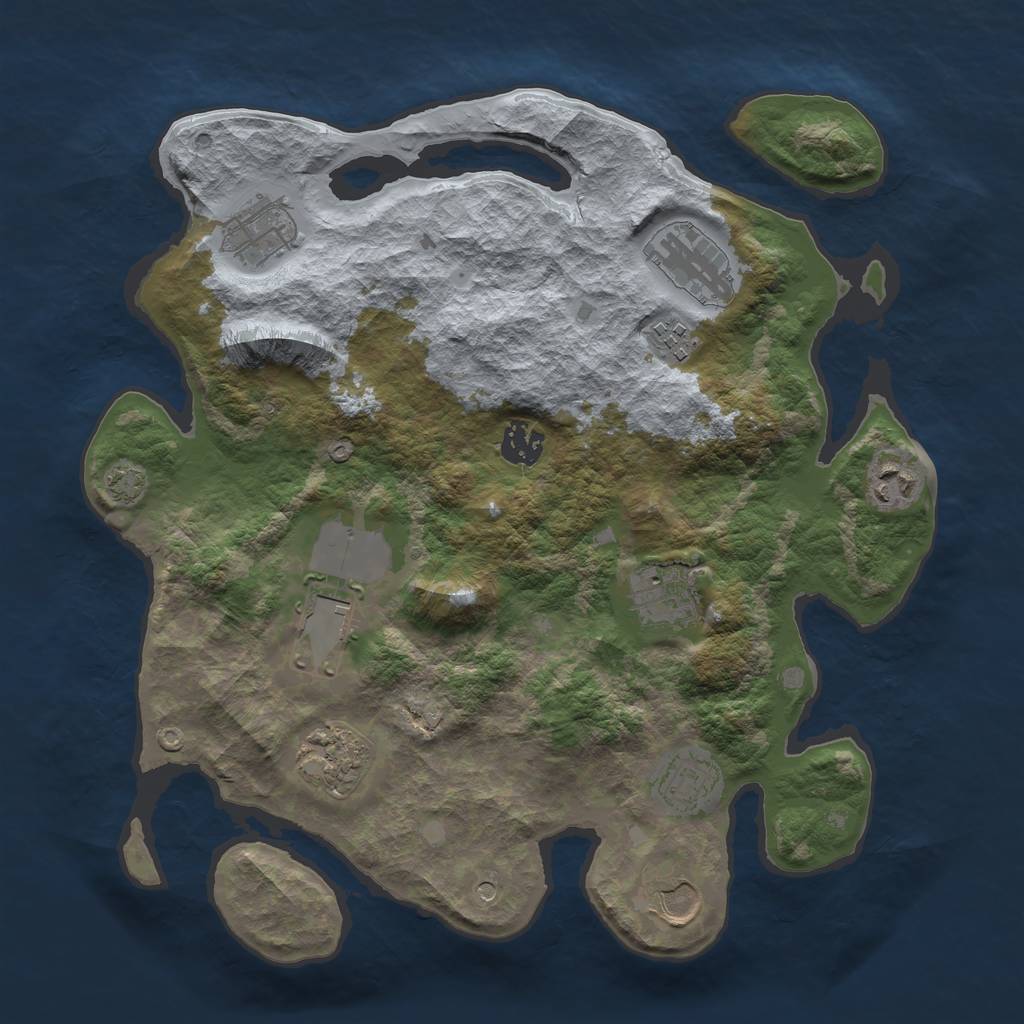 Rust Map: Barren, Size: 3500, Seed: 421503517, 14 Monuments