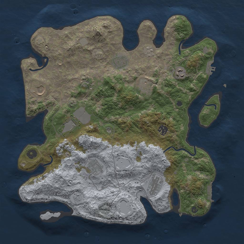 Rust Map: Procedural Map, Size: 3750, Seed: 24783874, 18 Monuments