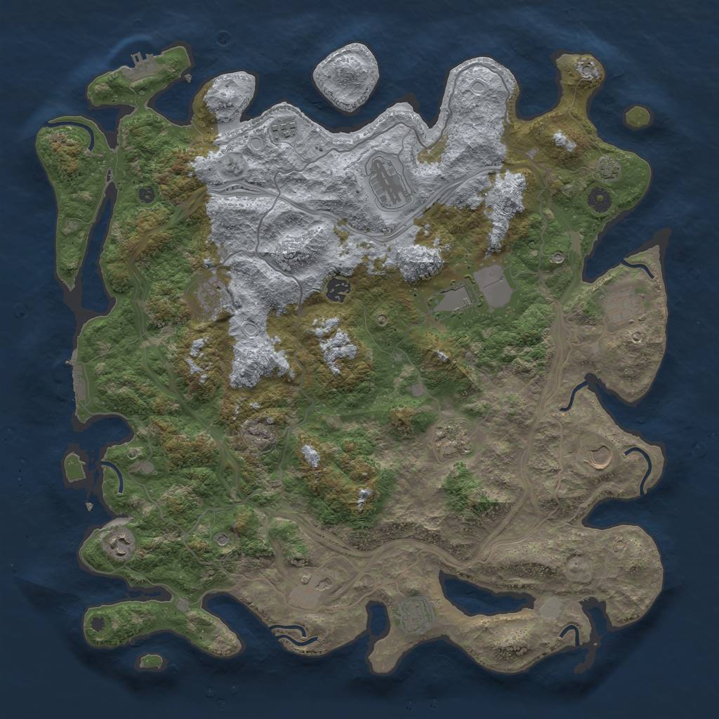 Rust Map: Procedural Map, Size: 4500, Seed: 1161810732, 18 Monuments