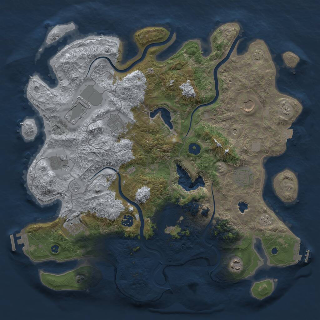 Rust Map: Procedural Map, Size: 4000, Seed: 64783874, 16 Monuments