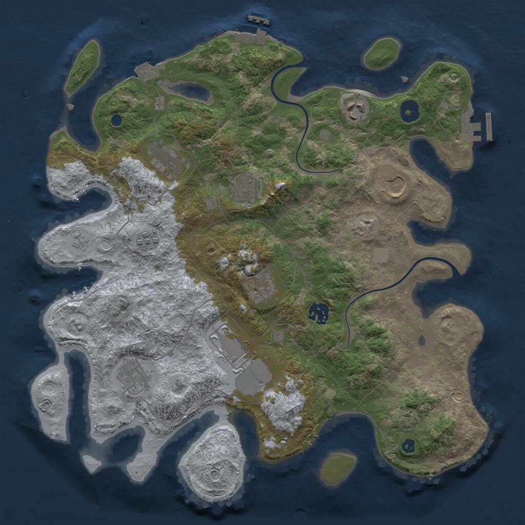 Rust Map: Procedural Map, Size: 3750, Seed: 585969, 14 Monuments