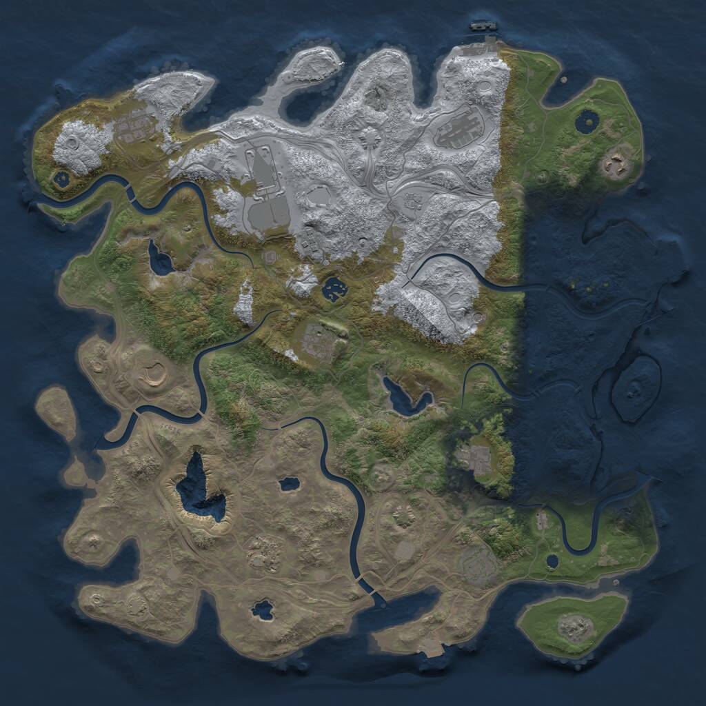 Rust Map: Procedural Map, Size: 4500, Seed: 32027060, 17 Monuments
