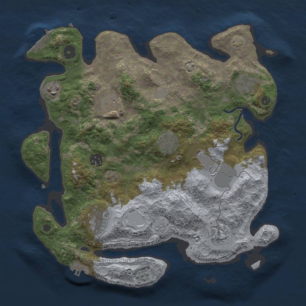 Rust Map: Procedural Map, Size: 3500, Seed: 1161097573, 16 Monuments