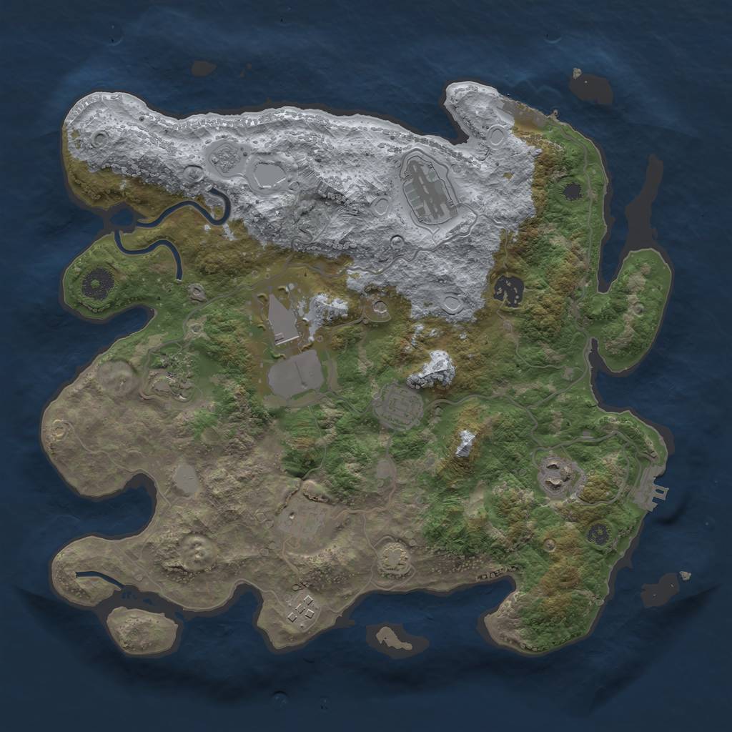 Rust Map: Procedural Map, Size: 3500, Seed: 66672, 16 Monuments