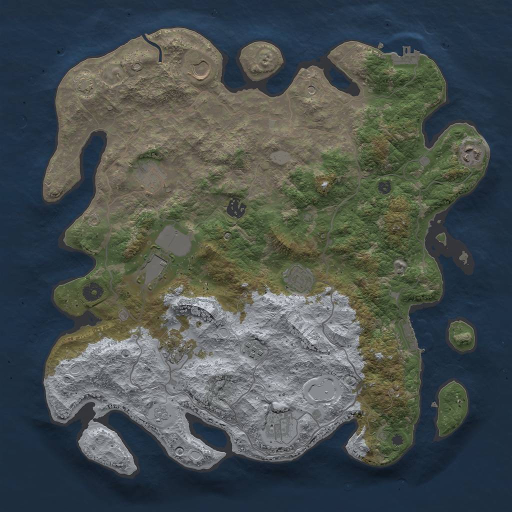 Rust Map: Procedural Map, Size: 4000, Seed: 1186892441, 17 Monuments