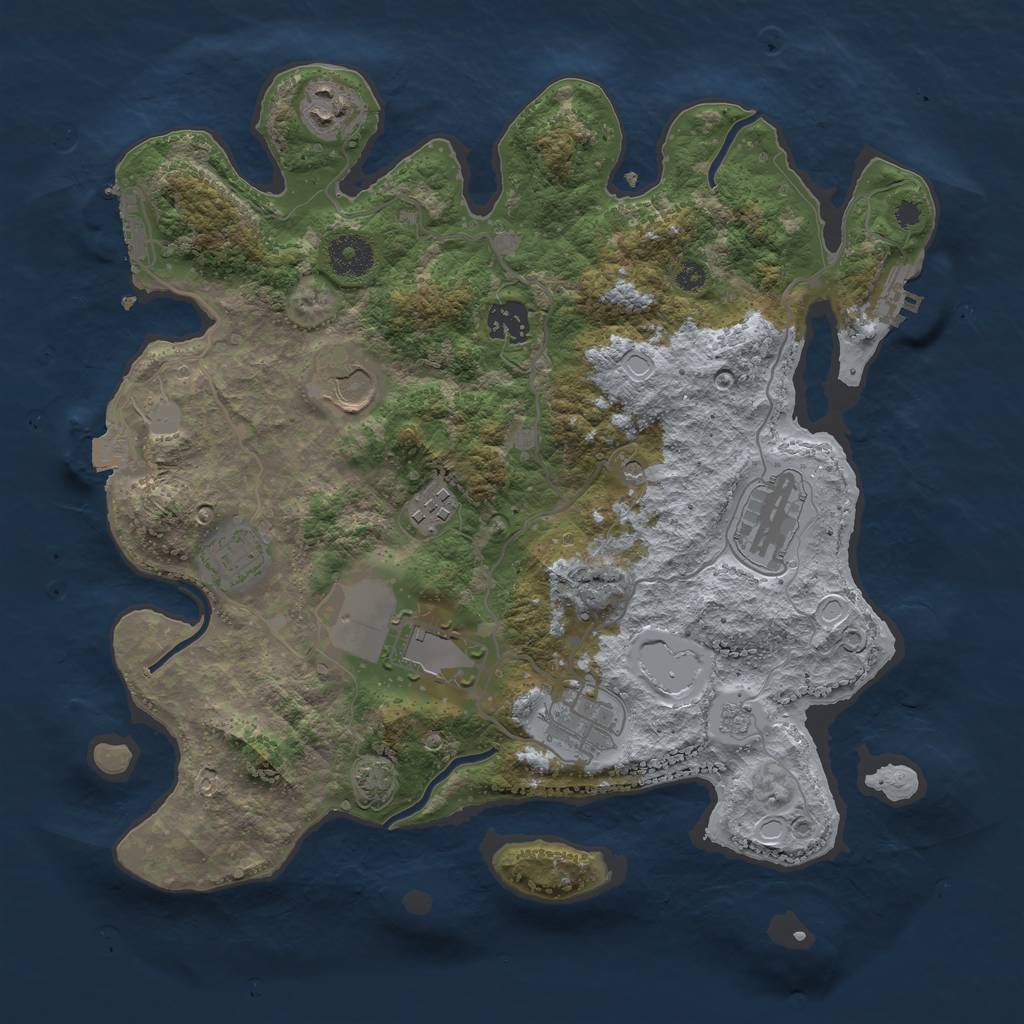 Rust Map: Procedural Map, Size: 3500, Seed: 1573827755, 16 Monuments
