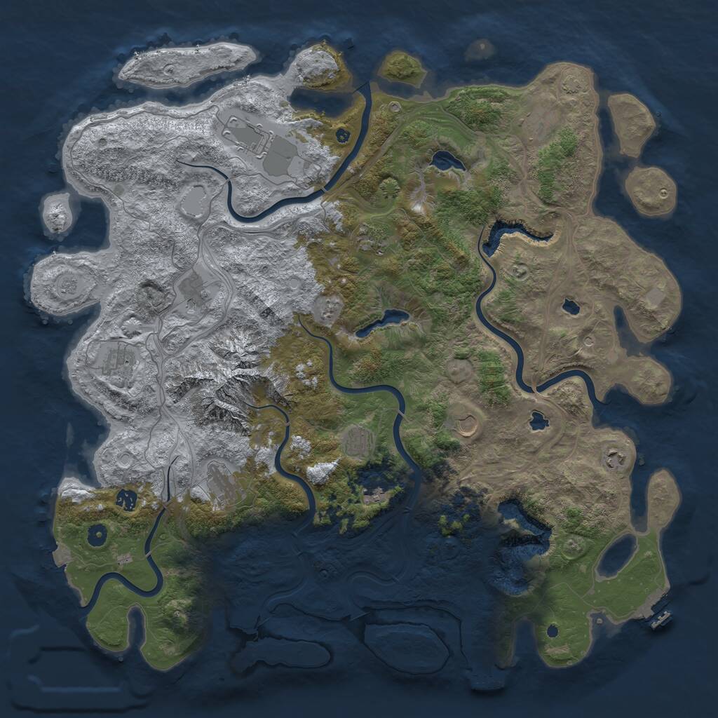 Rust Map: Procedural Map, Size: 5000, Seed: 2553505, 17 Monuments