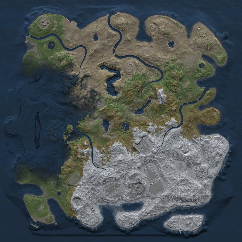 Rust Map: Procedural Map, Size: 4500, Seed: 857578051, 16 Monuments