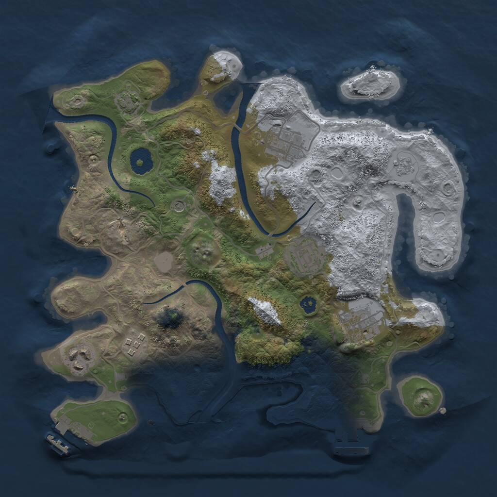 Rust Map: Procedural Map, Size: 3000, Seed: 1981258285, 11 Monuments