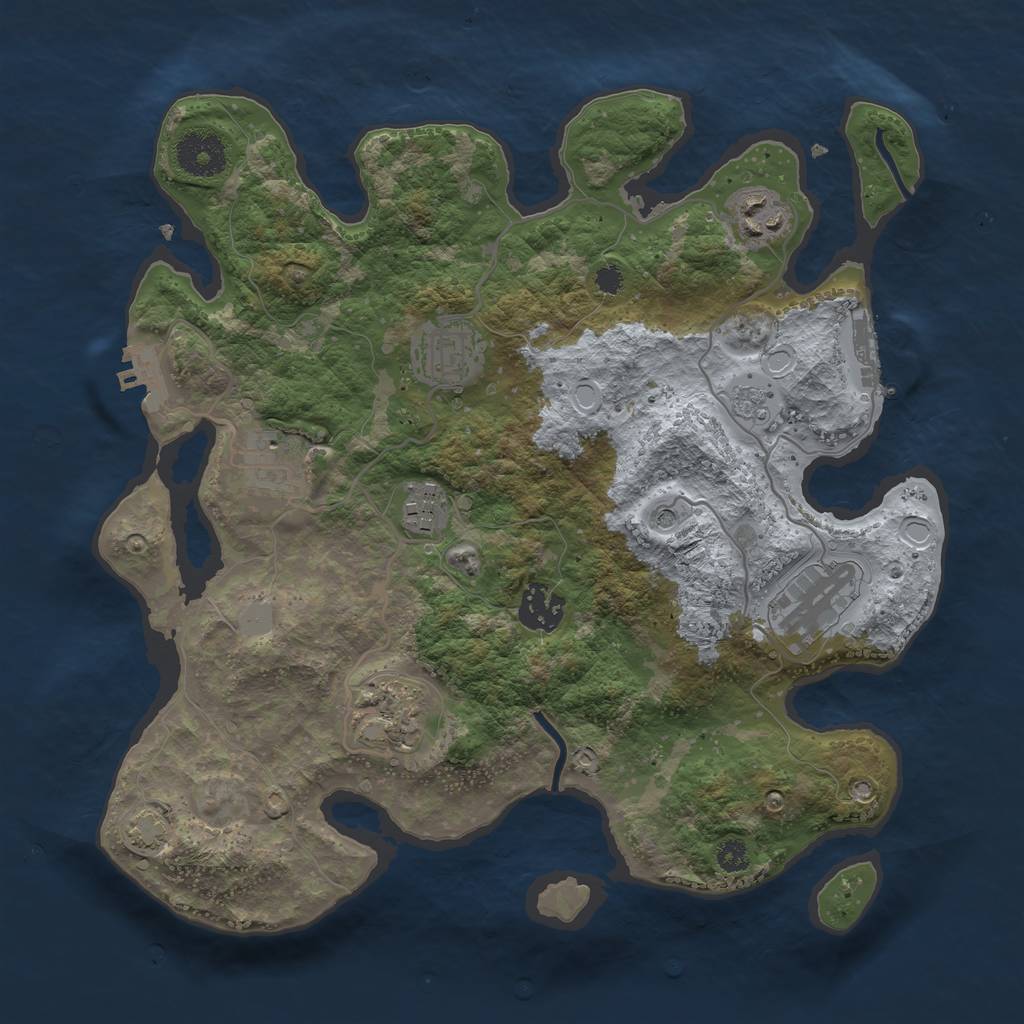 Rust Map: Procedural Map, Size: 3250, Seed: 1491731621, 15 Monuments