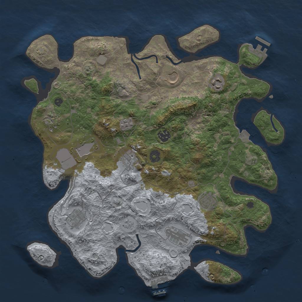 Rust Map: Procedural Map, Size: 3750, Seed: 182188260, 18 Monuments