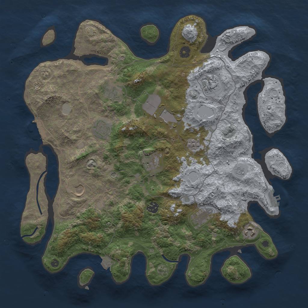 Rust Map: Procedural Map, Size: 4000, Seed: 1216068681, 18 Monuments