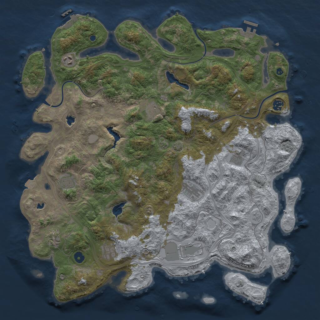 Rust Map: Procedural Map, Size: 4500, Seed: 346916893, 16 Monuments