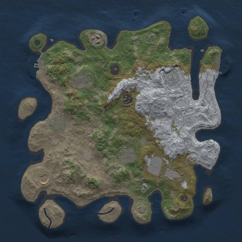 Rust Map: Procedural Map, Size: 3500, Seed: 1974348248, 16 Monuments