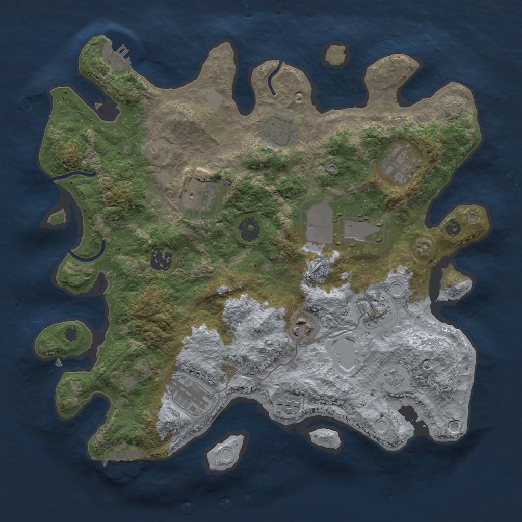 Rust Map: Procedural Map, Size: 3500, Seed: 1997139386, 16 Monuments