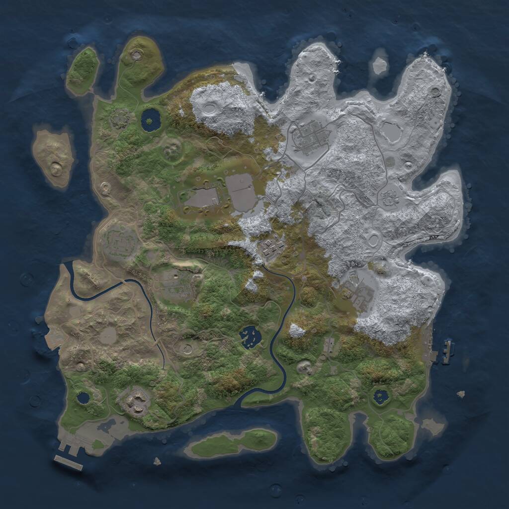Rust Map: Procedural Map, Size: 3500, Seed: 849573716, 14 Monuments
