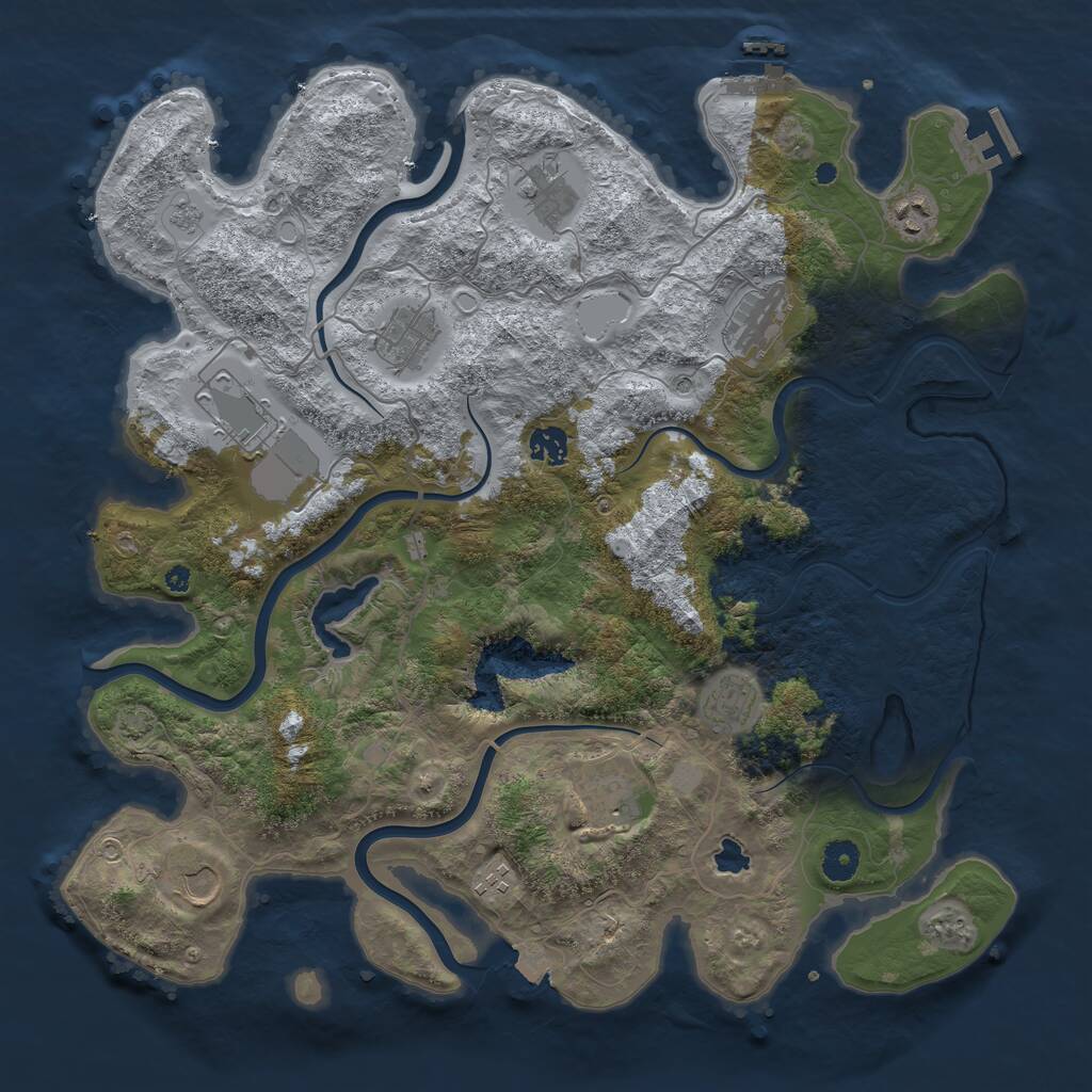 Rust Map: Procedural Map, Size: 4136, Seed: 1645, 16 Monuments