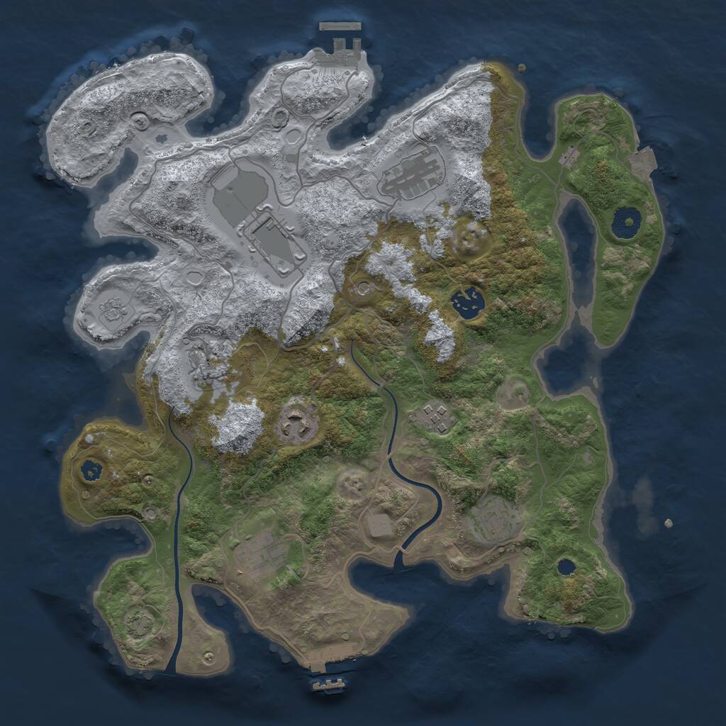 Rust Map: Procedural Map, Size: 3500, Seed: 1236785454, 14 Monuments