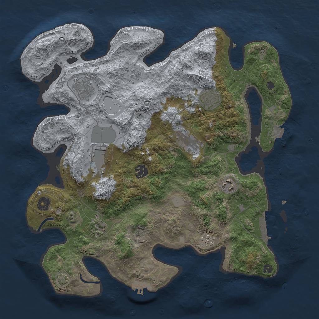 Rust Map: Procedural Map, Size: 3500, Seed: 1236785454, 16 Monuments