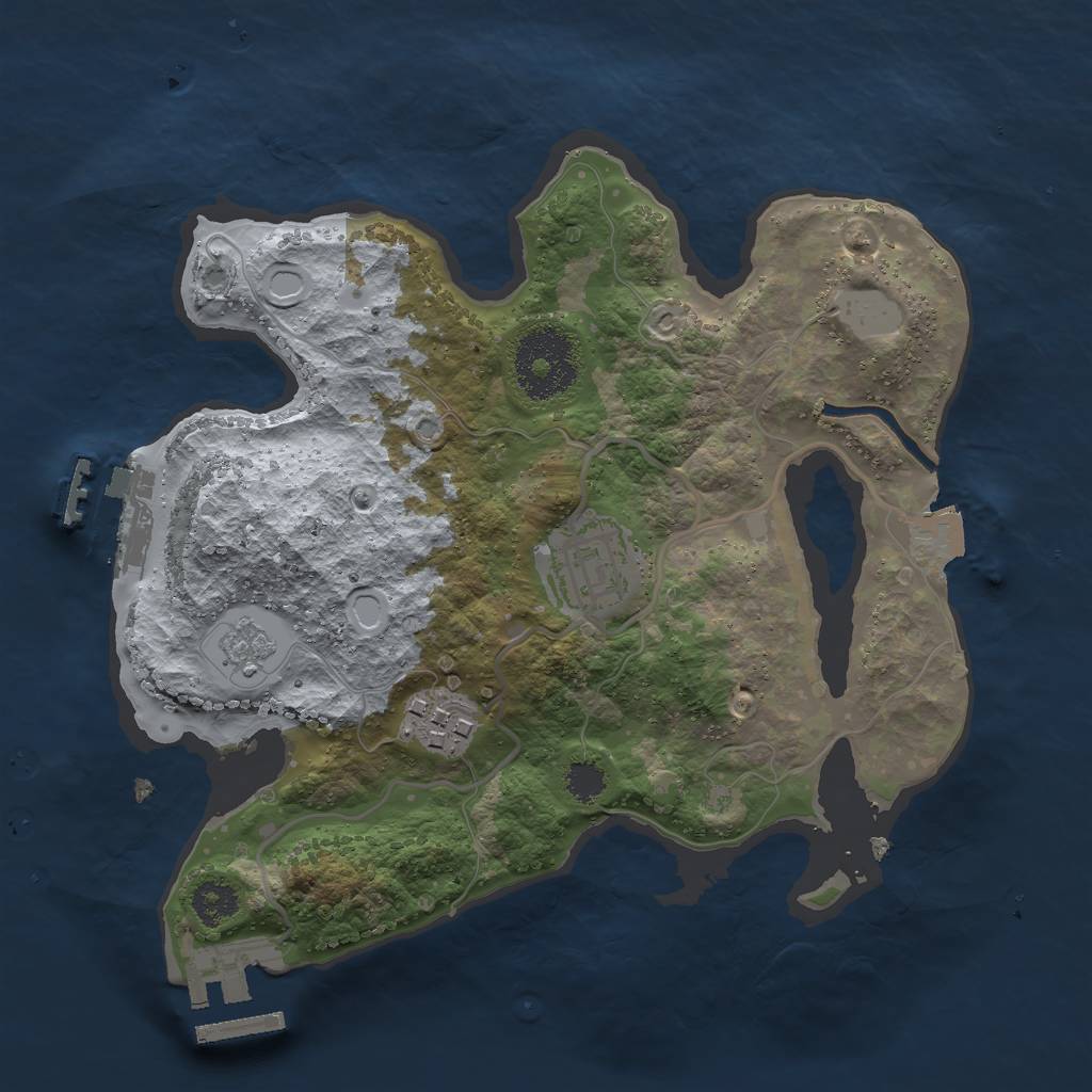 Rust Map: Procedural Map, Size: 2471, Seed: 117393840, 8 Monuments