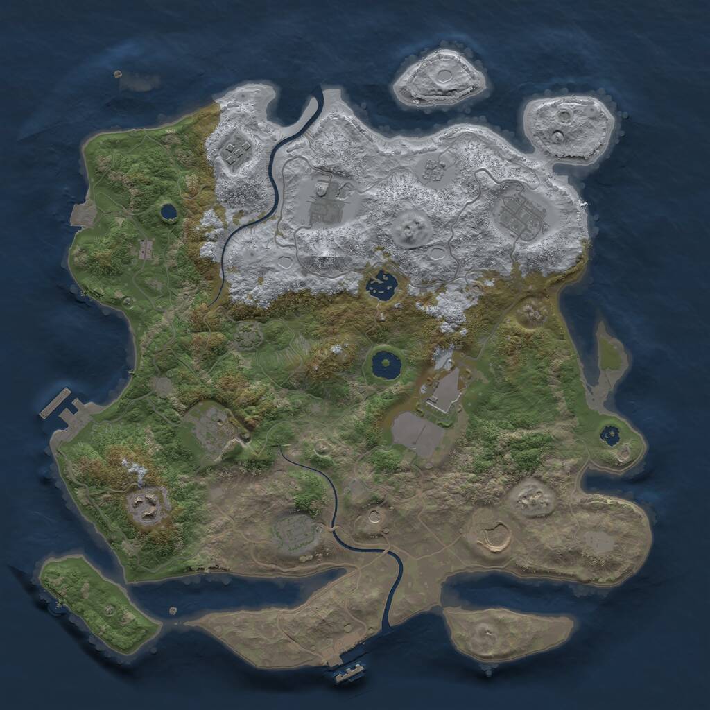 Rust Map: Procedural Map, Size: 3700, Seed: 220858751, 15 Monuments