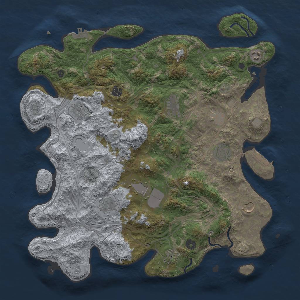 Rust Map: Procedural Map, Size: 4250, Seed: 2107871, 19 Monuments